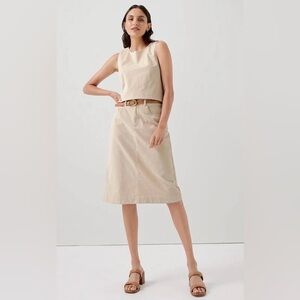 NWT Pact Modern Corduroy Midi Skirt in Sandshell L organic cotton